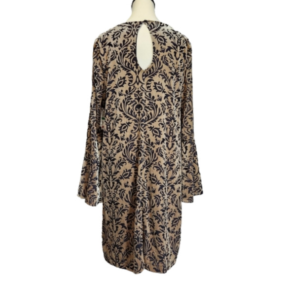 Velvet arabesque design shift dress with trumpet sleeves sz medium large xl - Picture 3 of 13